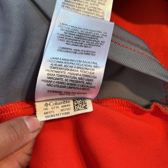 Columbia men’s medium polo shirt color block red grey short sleeve - Picture 2 of 7